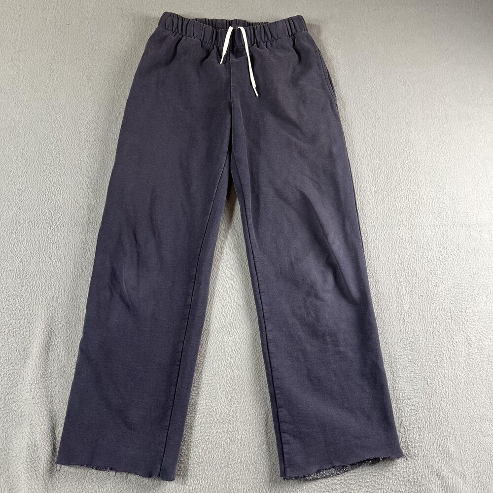 J. Galt Sweatpants Blue Womens OS Straight Leg Elastic Waist Pockets Cut hem